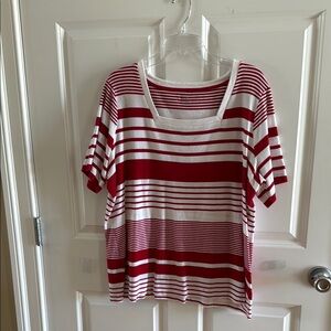 Red and White Striped Women's Top